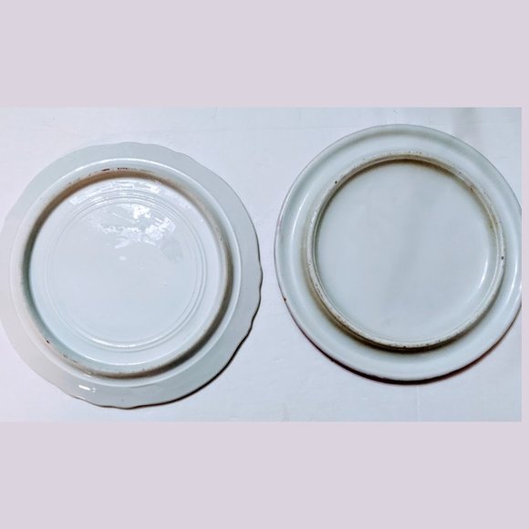 Pair (2) Vintage Round Floral TRIVET PLATES Pink and White Rose and Floral Print - Picture 4 of 6